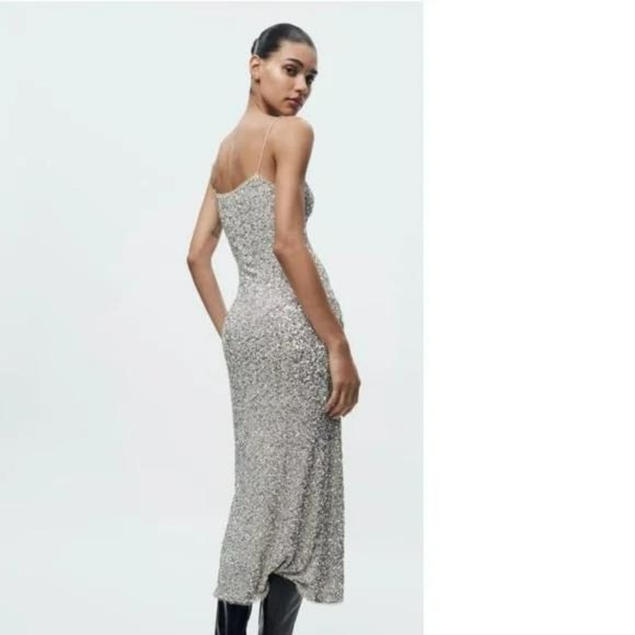 ZARA SEQUIN SLIP DRESS ZW COLLECTION - Picture 2 of 8